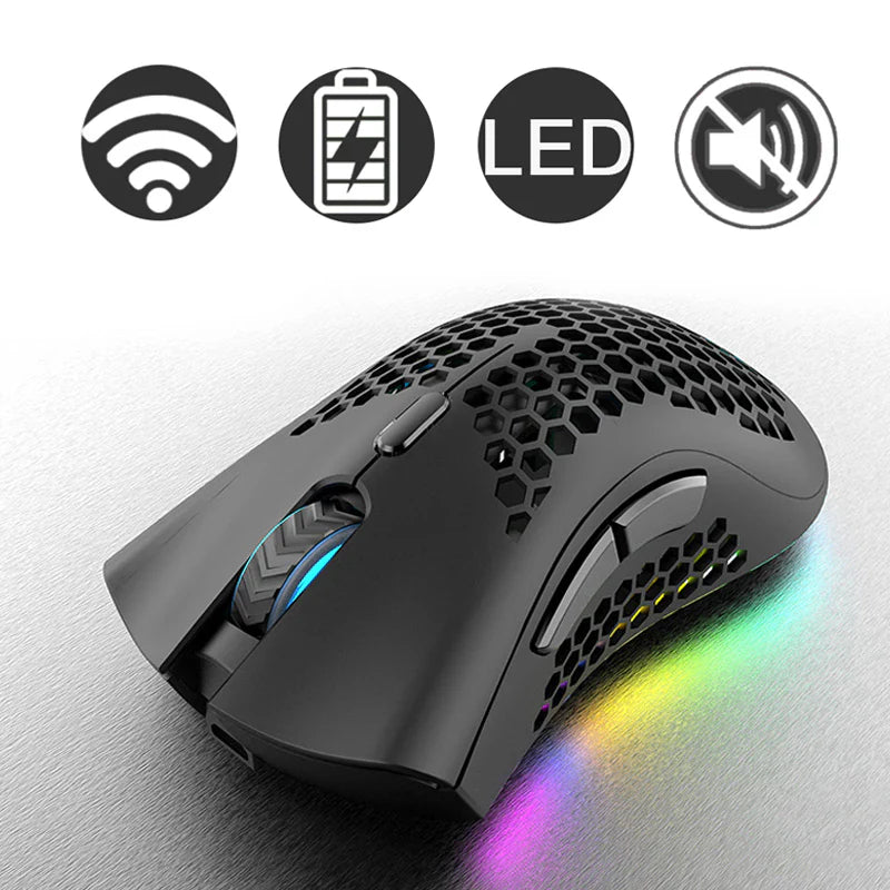 Wireless Mouse Gaming Rechargeable Optical Mouse Cordless 7 Color LED Backlit PC