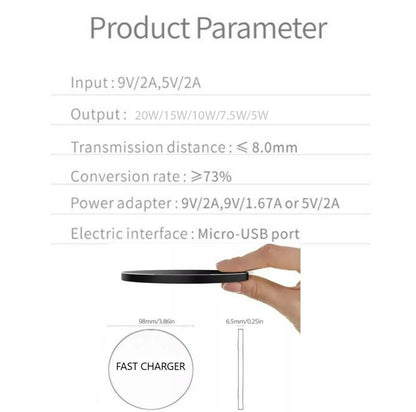 20W Wireless Charger Fast Charge Pad for Samsung Iphone XS Max X XR 12 13 Pro