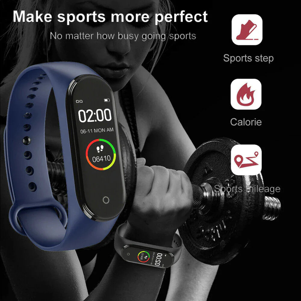 M4 Smart Watch Band Blood Pressure Bracelet Wristband Fitness Tracker Heart Rate